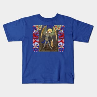 ST. MICHAEL ARCHANGEL COMBATTING DEVIL AND RED DRAGONS Medieval Miniature Kids T-Shirt